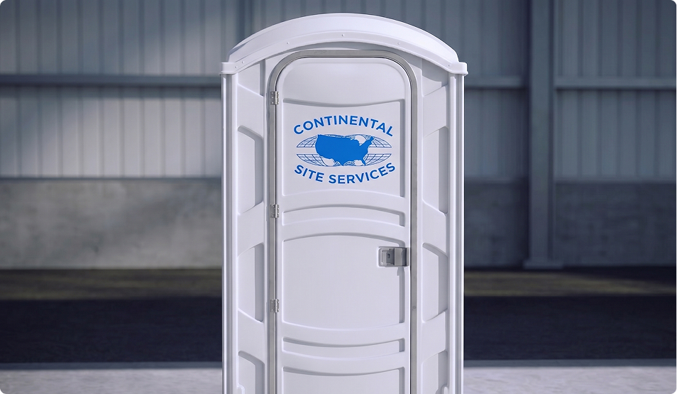 Portable toilet with Continental Site Services branding